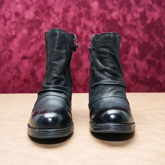 Miz Mooz Women Scarlett Black Leather Heel Zip Ankle Boots sz 7.5US EUR38 - Picture 2 of 8